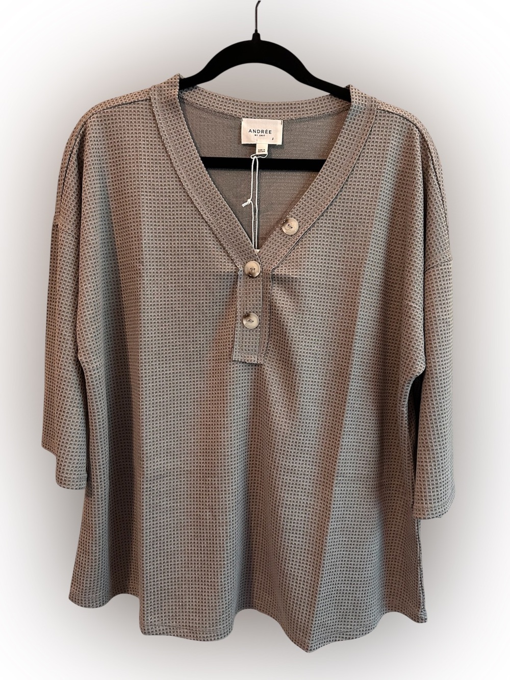 Waffle knit top in grey (multiple sizes)